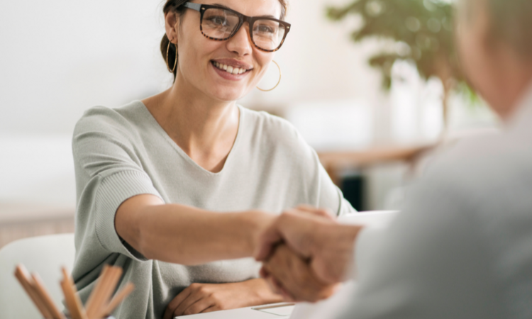 Woman shaking hands